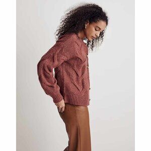 Madewell Cable Ashmont Cardigan Sweater :: Sm :: Heather Tulip :: NH939 :: NWOT